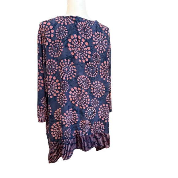 LOVELY Soft Surroundings Purple Geometric Batik BOHO Lagenlook Rayon Tunic Large - Picture 2 of 12